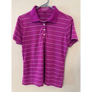Nike golf polo women's medium fushia and white stripes